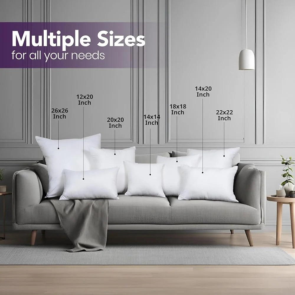 Pack of 2 Decorative Throw Pillow Inserts – Ultra-Soft Fiber Fill, 18×18″ Indoor Cushions