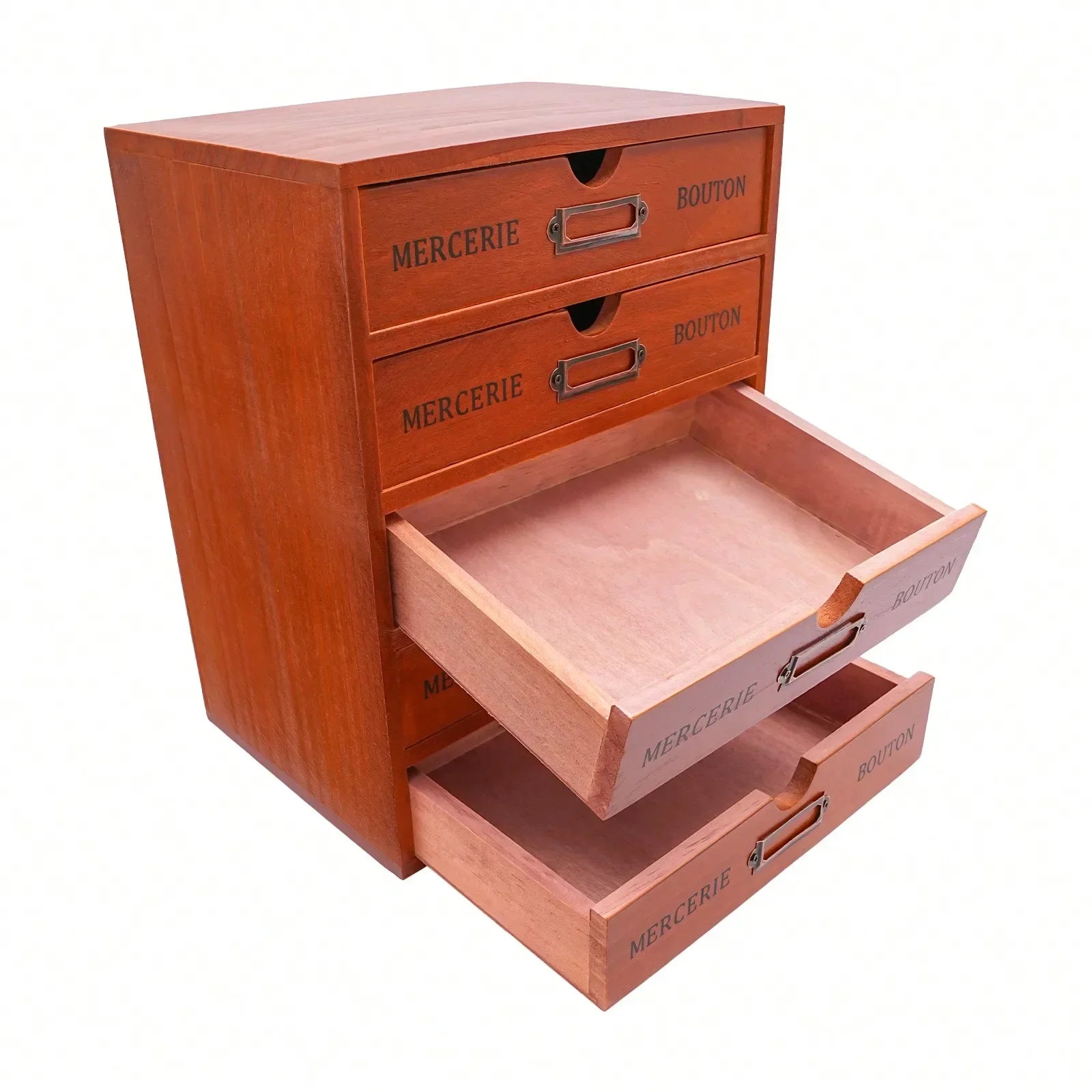Vintage Rustic Wooden 5-Drawer Desk Organizer Shelf – Craft & Office Storage Box