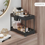 2-Tier Under-Sink Organizer Cabinet Storage – Pull-Out Shelf with Utility Hooks & Side Caddy