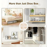 12 Pc / 24 Pc Large Capacity Modular Space-Saving Shoe Box, Transparent Plastic Stackable with Lid, Sneaker Display Box, B - PulinGO