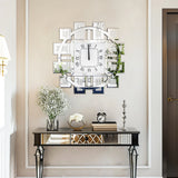 Irregular Large Diamond Mirrored Wall Clock – Luxury Sparkle Bling Quartz Clock with Roman Numerals for Living Room Décor