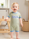 Baby Boy Summer Romper – Father’s Day Gift Outfit with Letter Embroidery & Striped Design for Daily Wear