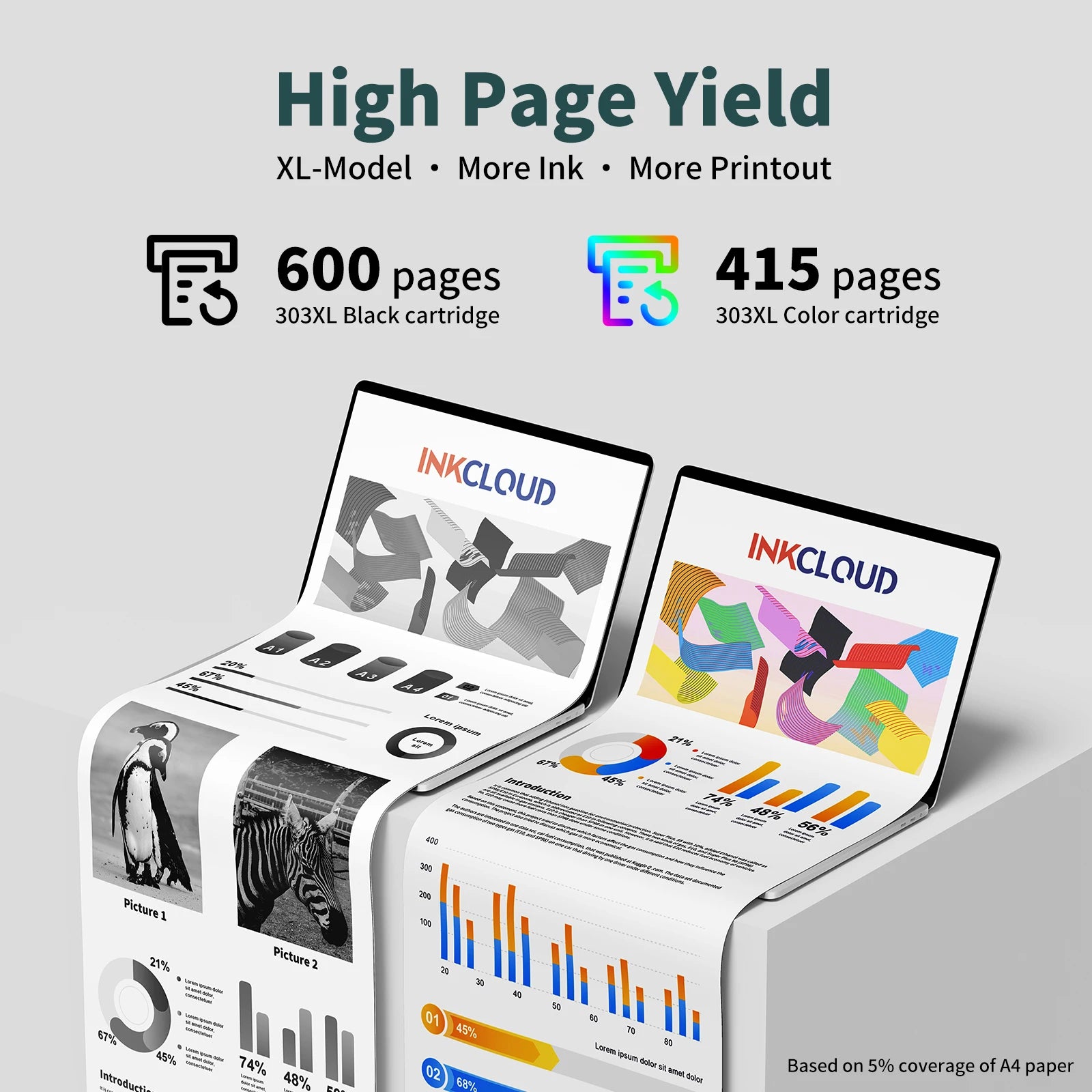 InkCloud 303XL High-Yield Ink Cartridge (Black & Color Combo) – Compatible with HP Envy Photo & Envy Series Printers