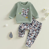 Spring Duck Embroidery Pullover & Camouflage Pants 2-Piece Outfit Set for Baby Boys