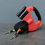 Double-Headed Retractable Dog Leash with LED Light – 360° Swivel Tangle-Free Lead for Small & Medium Dogs