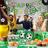 “113-Piece Soccer Party Decorations Set – Birthday Banner, Balloons, Tableware, Plates & Accessories for Soccer-Themed Parties”