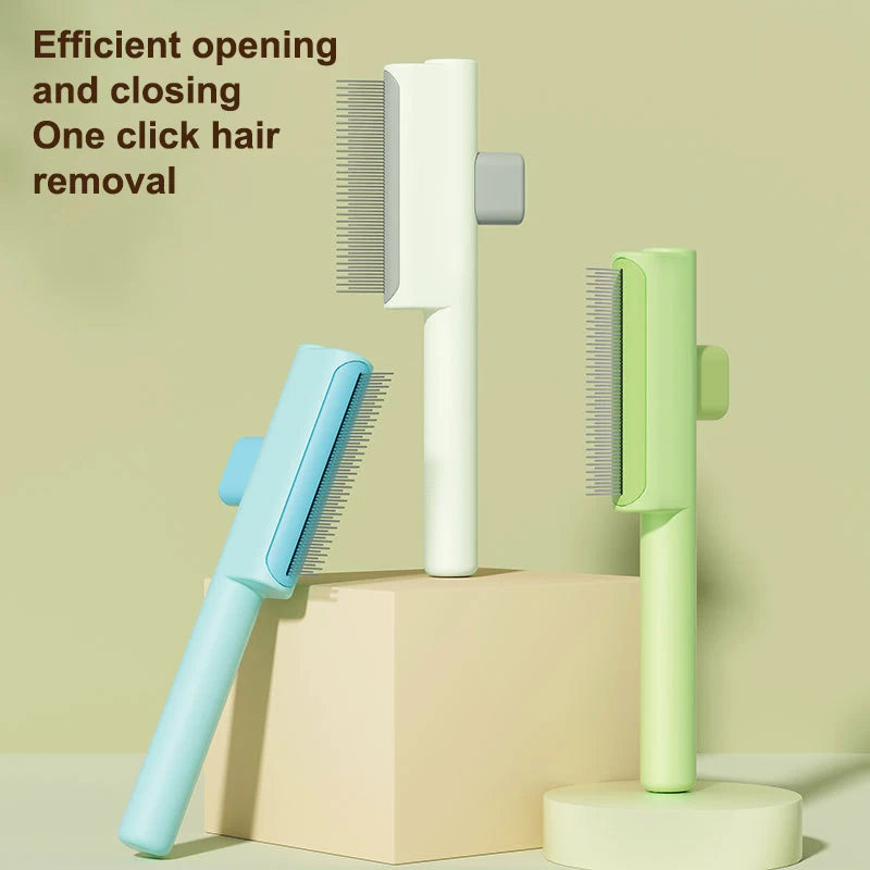 Pet Hair Removal Comb – Self-Cleaning Grooming Brush for Cats & Dogs