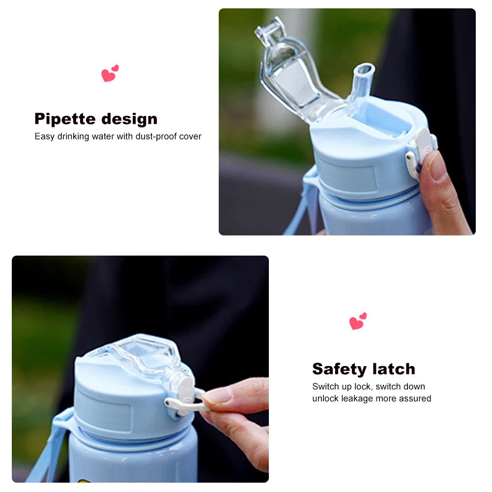 Capybara Cartoon Straw Water Bottle – Cute Portable Mug with Carrying Strap (700–800 ml)