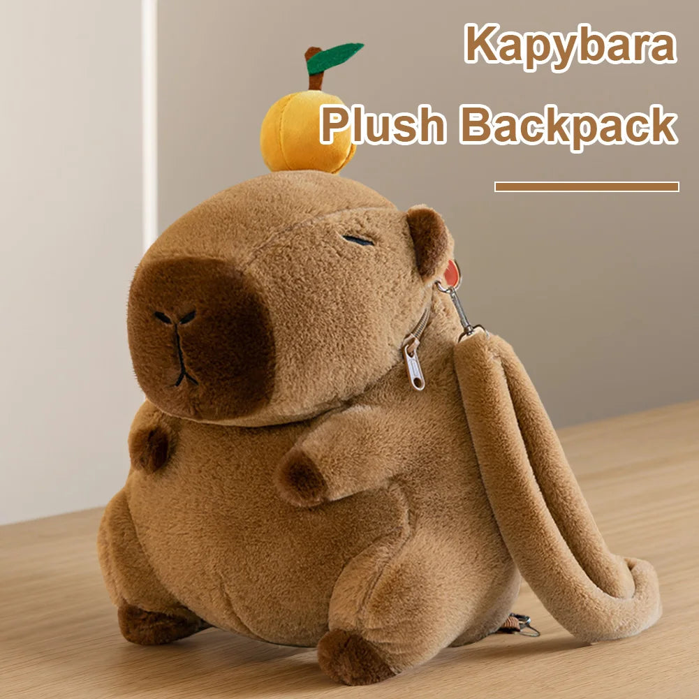 Plush Capybara Mini Backpack – Funny Anime Crossbody Bag for Girls | Soft Plush School Bag Gift for Kids & Children