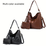Women’s 2-Piece PU Leather Tote & Crossbody Set – Large Capacity Top-Handle Satchel + Shoulder Travel Bag