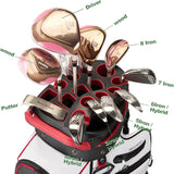 14-Way Golf Cart Bag – Premium Full-Length Divider Club Bag for Men with Magnetic Leather Pocket, Handles & Rain Cover
