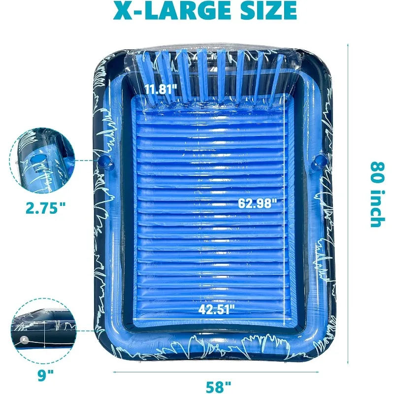 Inflatable Tanning Pool Lounger – Large Floatie Bed for Adults, Sunbathing & Relaxing in Pools or Beaches