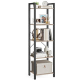 📚 VASAGLE 5-Tier Tall Bookshelf – Narrow Skinny Bookcase with Steel Frame for Living Room, Home Office & Study