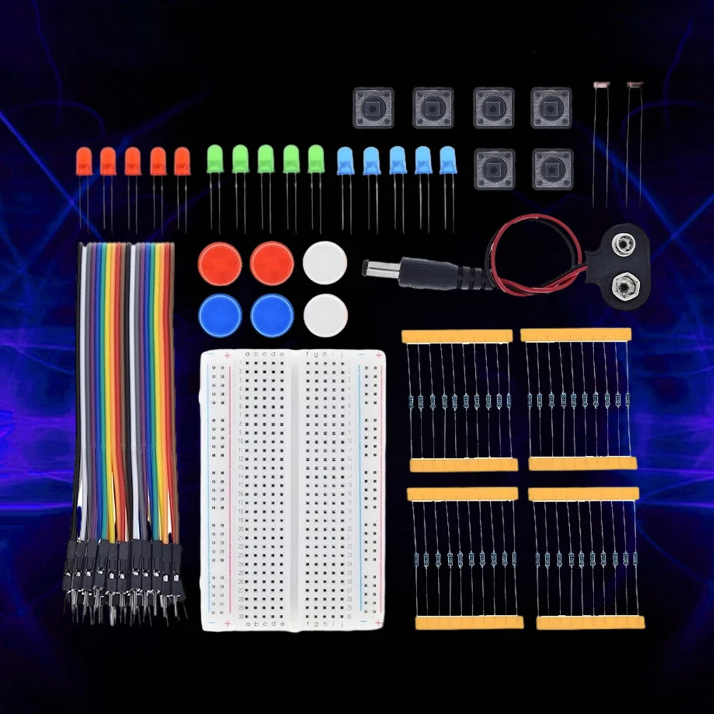 13-in-1 Mini Breadboard Starter Kit – USB Power + 3-Color LEDs & Jumper Wires for Arduino DIY Lab