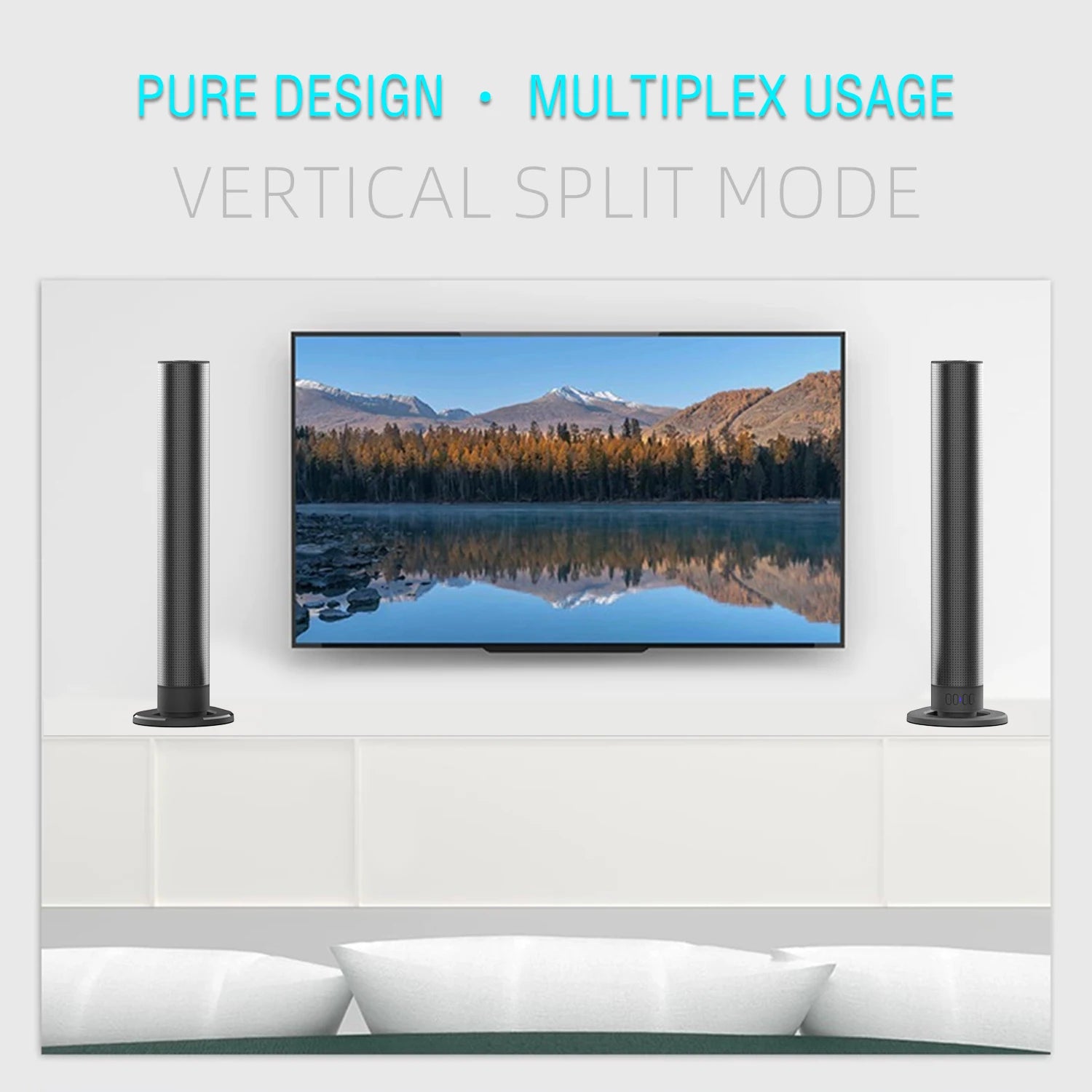 Wireless 3D Surround Soundbar System – Foldable Split Subwoofer & Multi-Function Speaker for TV/PC