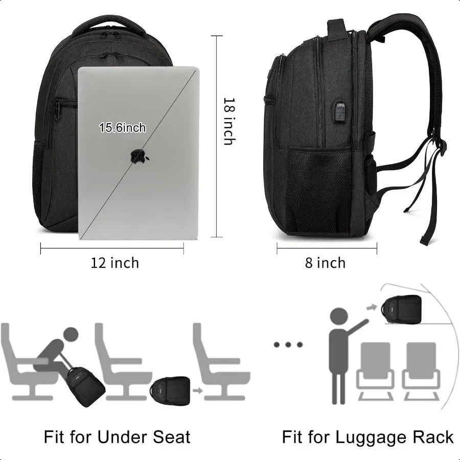 15.6" Water-Resistant School Backpack – USB Charging Laptop Bookbag for Teen Boys, Men & Women | Durable Student Daypack