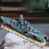 AquaFort Warship Wreck Aquarium Ornament – Realistic Shipwreck Cave Decoration for Fish Tanks