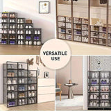 12 Pc / 24 Pc Large Capacity Modular Space-Saving Shoe Box, Transparent Plastic Stackable with Lid, Sneaker Display Box, B - PulinGO