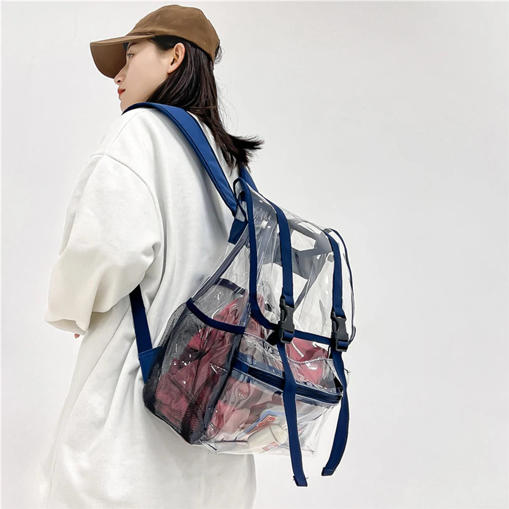 Transparent PVC Laptop Backpack – Waterproof Clear College Rucksack with Large Capacity for Women & Men