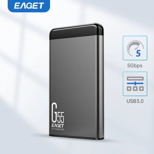 Eaget 2.5″ Portable HDD – 500GB/1TB/2TB USB 3.0 External Mechanical Hard Drive, 5400 RPM for Laptop & Desktop