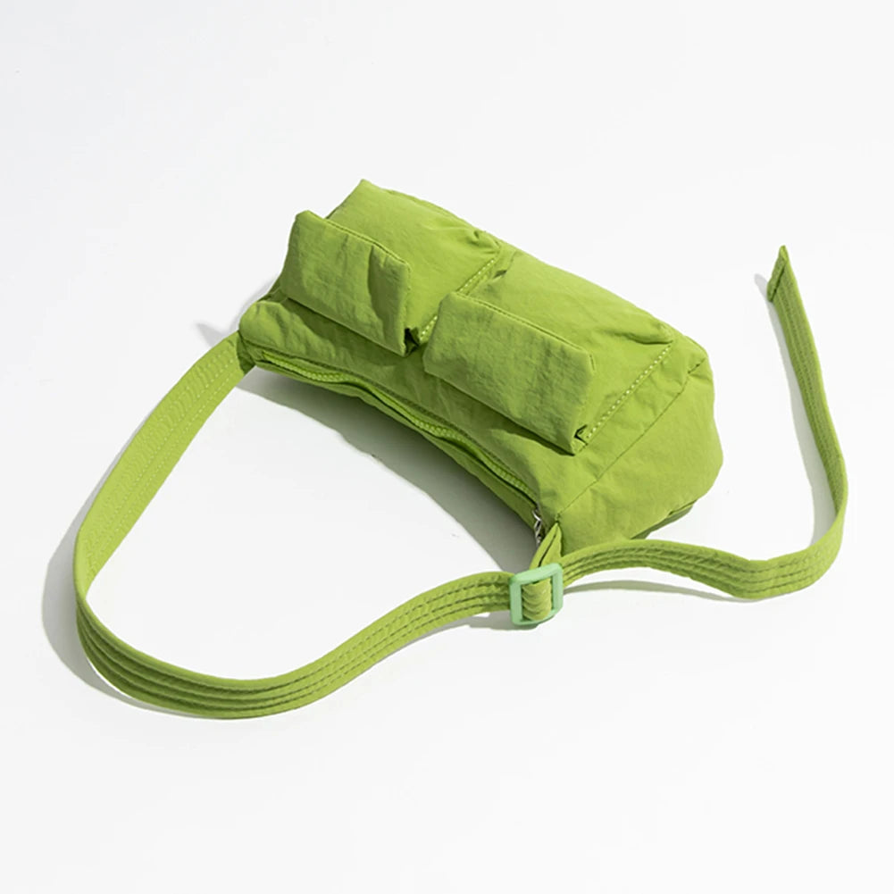 Women’s Fashion Shoulder Bag – Solid Colour Under-Arm Messenger with Multi-Pockets & Zipper Closure