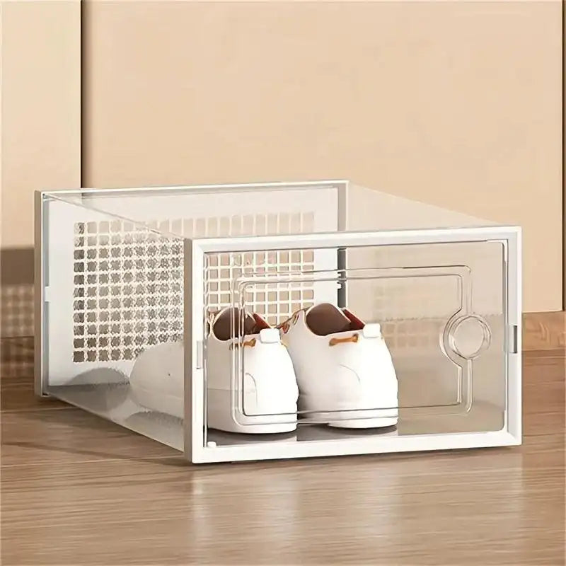 12 Pc / 24 Pc Large Capacity Modular Space-Saving Shoe Box, Transparent Plastic Stackable with Lid, Sneaker Display Box, B - PulinGO