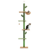 5-Tier Floor-to-Ceiling Cat Tree Tower – Tall Cactus Design with Scratching Posts, Hammock & Play Ball for Indoor Cats”