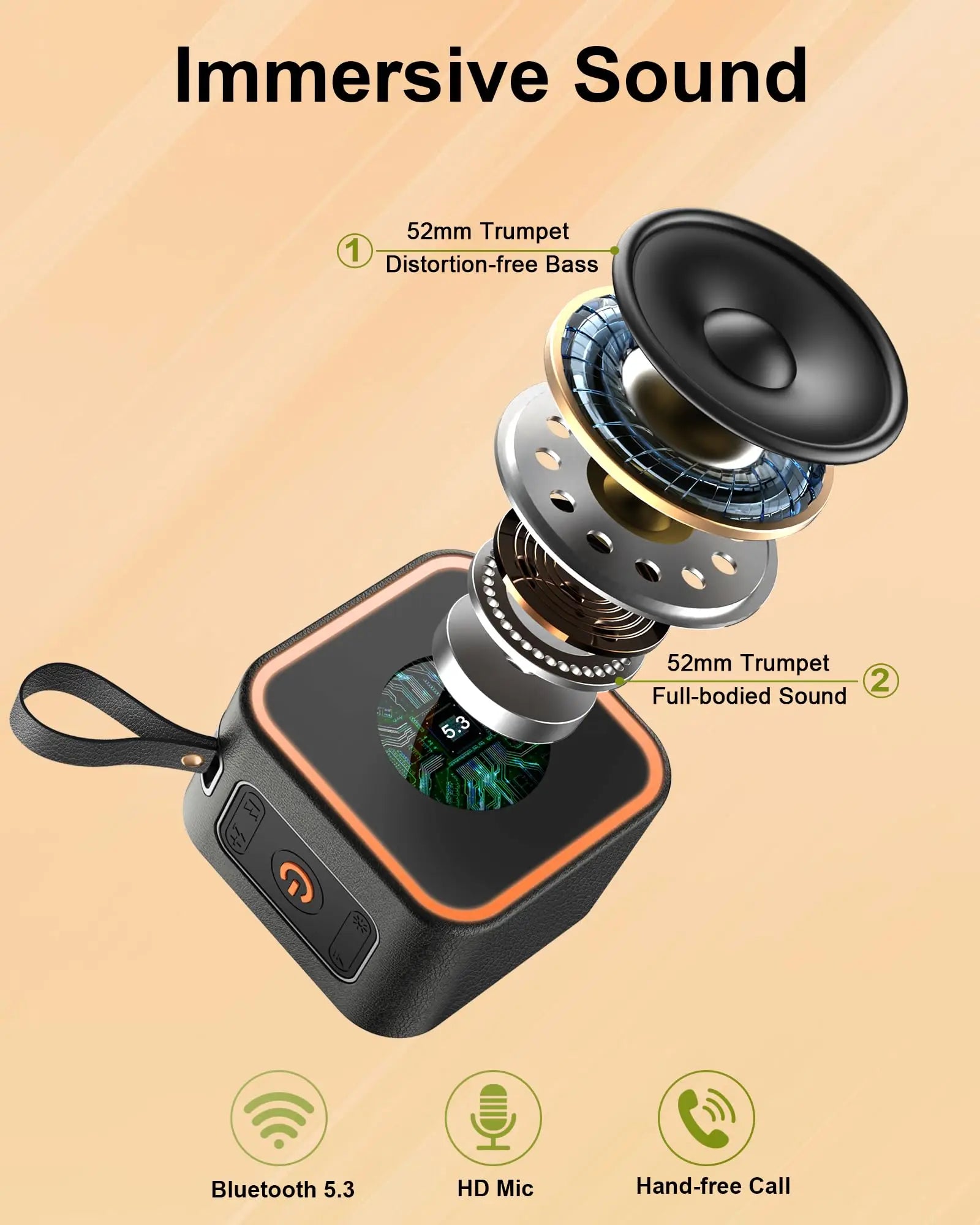 Portable Bluetooth Speaker with Dynamic RGB Lights – 10 H Playtime, HD Sound for Outdoor & Travel