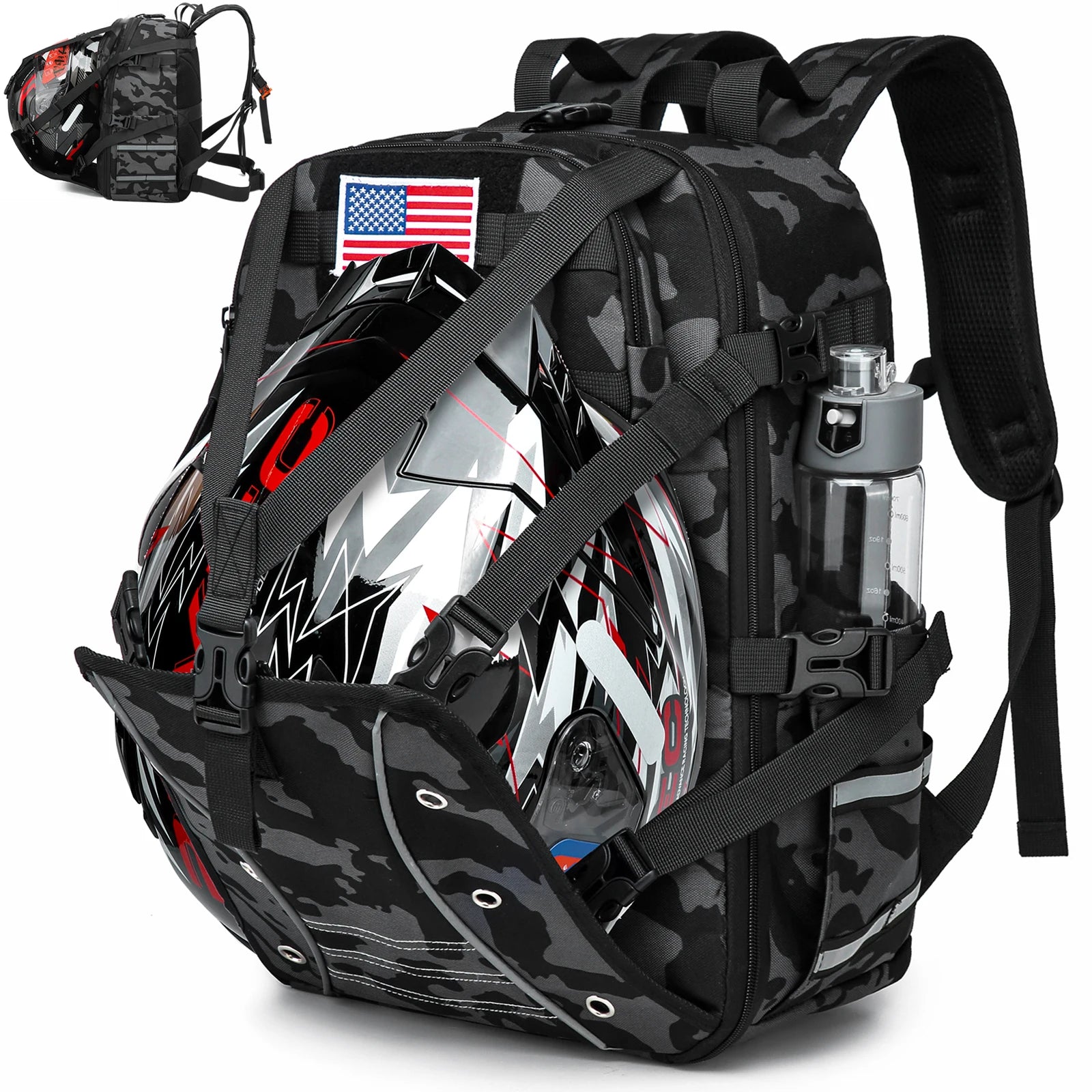 Motorcycle Helmet Backpack – Large-Capacity Waterproof Riding Bag with Helmet Holder for Cycling, Travel & Motorbike Gear