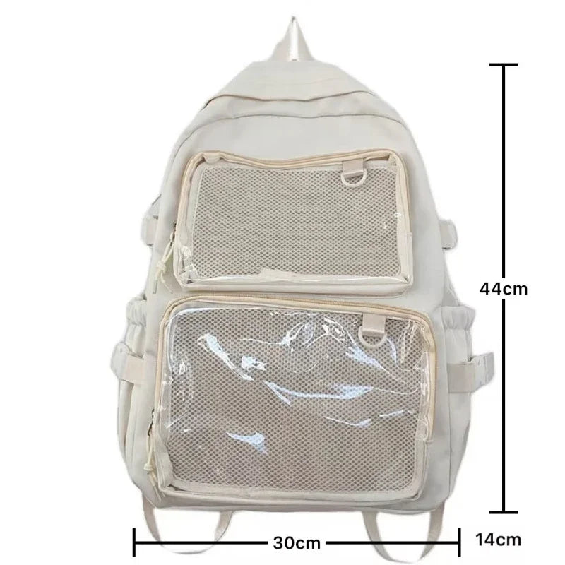 Japanese Style Transparent Ita Backpack for Girls – Large Capacity Display School Bag for College Students
