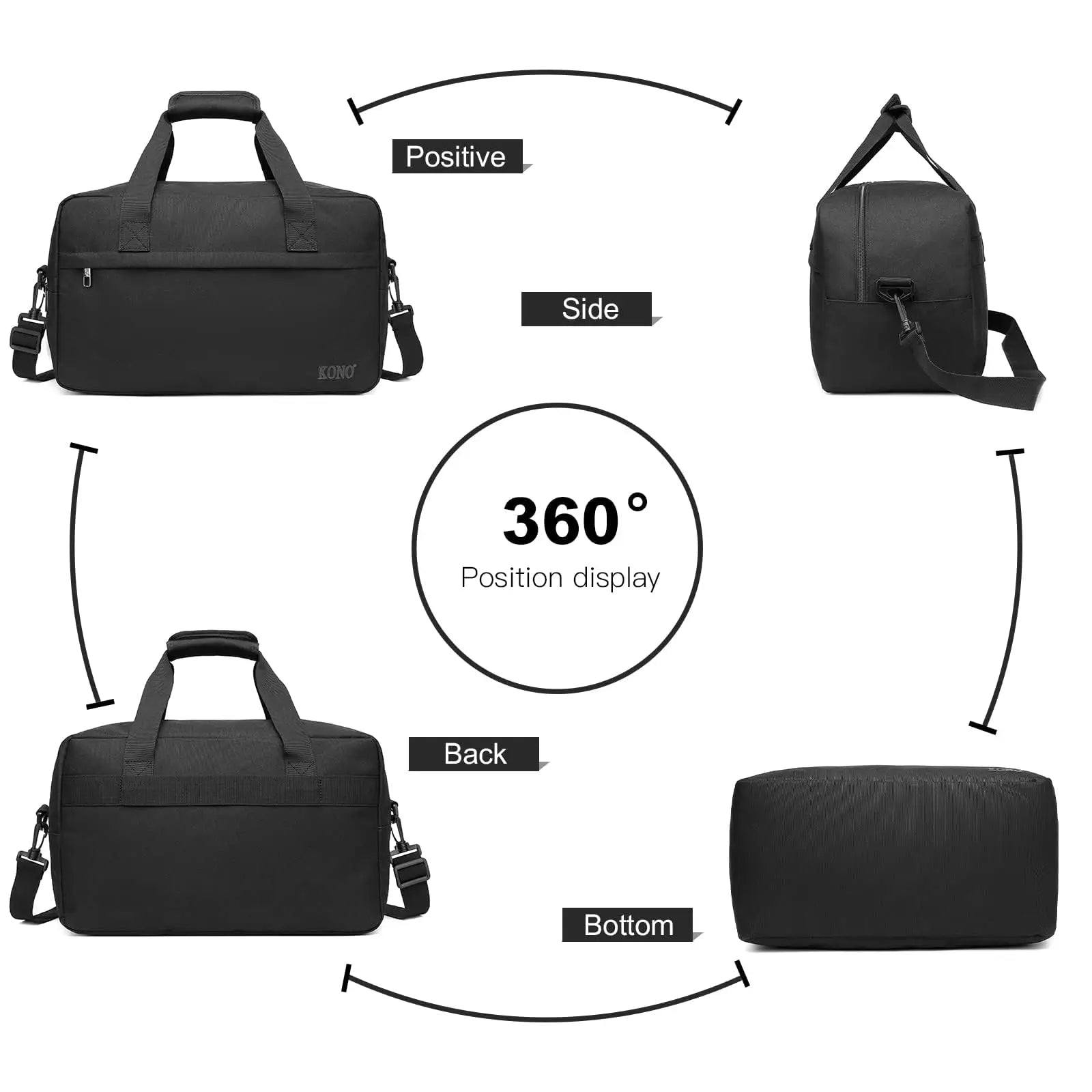 KONO 40×20×25 Cabin Bag for Ryanair – Underseat Carry-On Travel Duffel (20L Lightweight Hand Luggage)