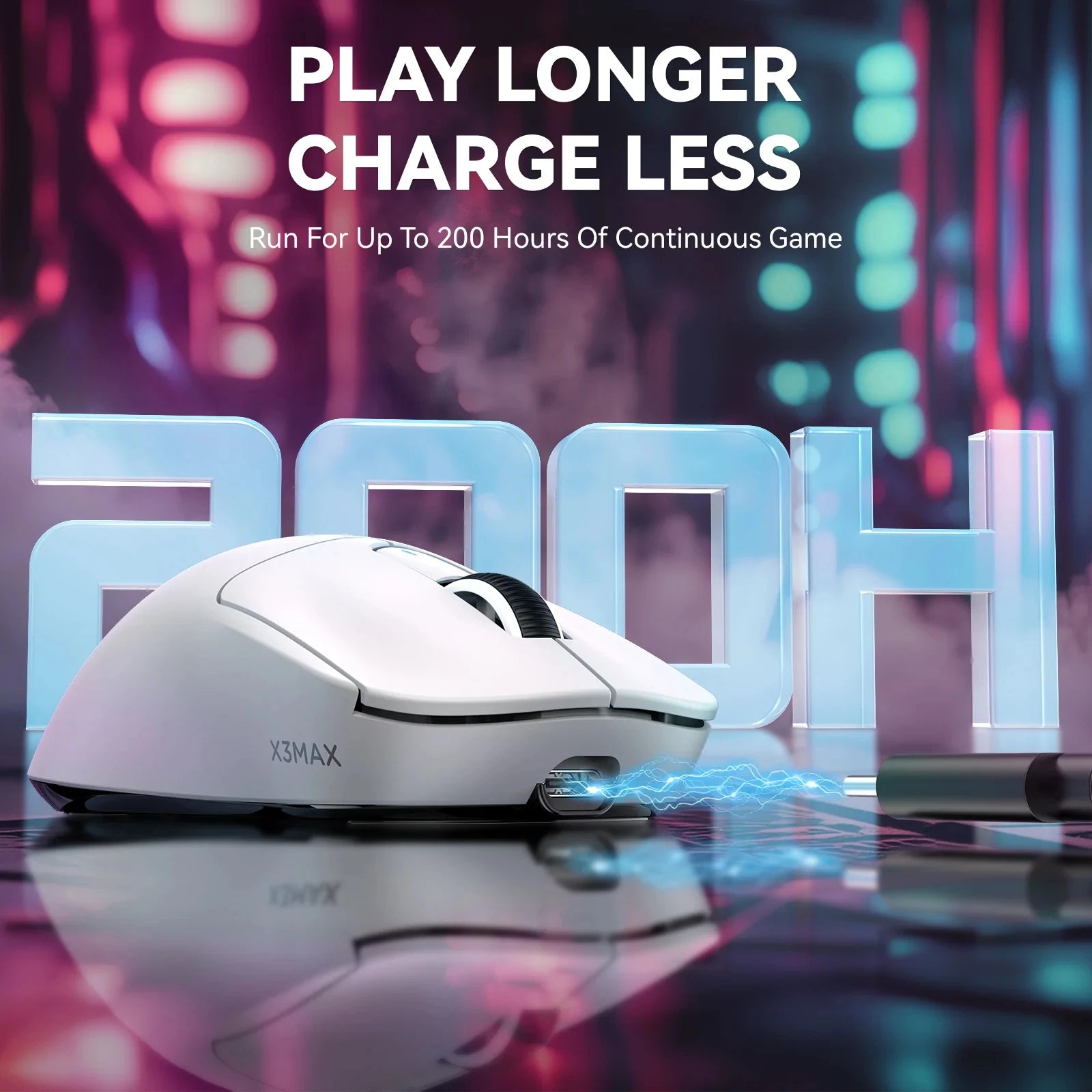 Attack Shark X3MAX Wireless Gaming Mouse – PAW3950 Optical Sensor with Adjustable DPI, Lightweight Design & RGB Backlight