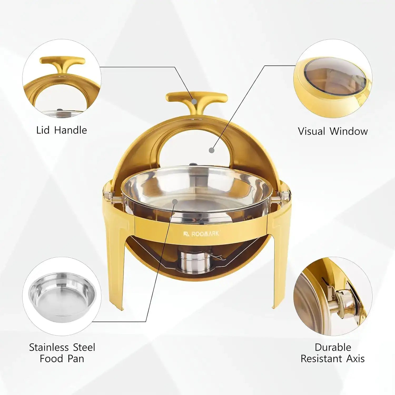 Roomark 9QT Chafing Dish Buffet Set – High-Grade Stainless Steel Catering Warmer with Thick Frame, Complete Set for Parties, Weddings & Events