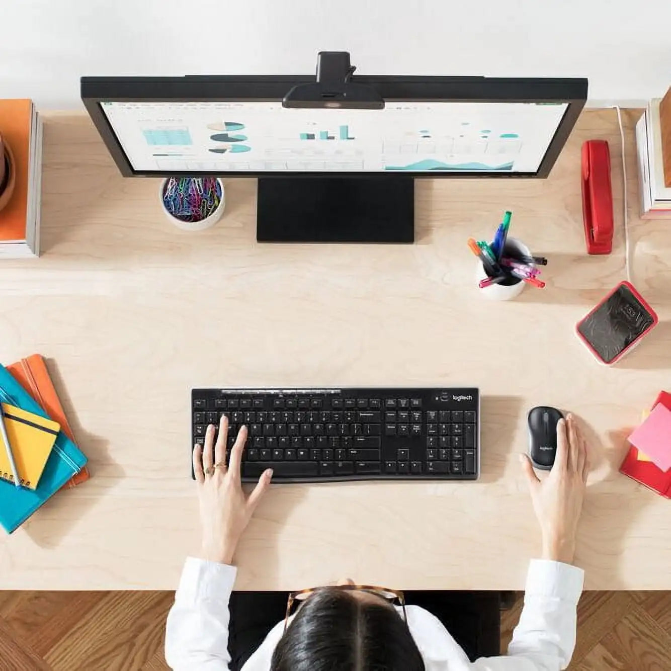 Logitech Wireless Keyboard and Mouse Combo – 2.4GHz Connection with Compact Mouse, Plug-and-Play for Windows PCs & Laptops