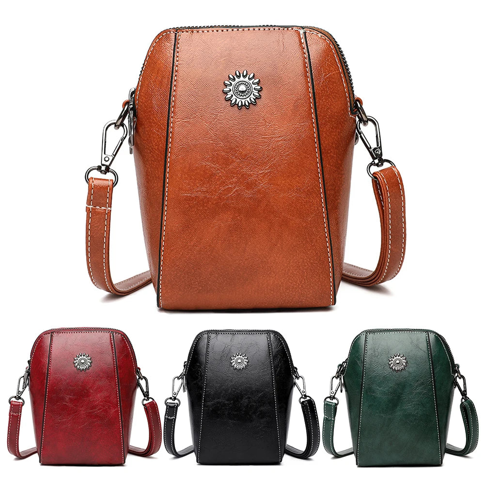 Women’s Retro PU Crossbody Bag — Waterproof Scratch-Resistant Phone Wallet Messenger Purse