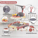 5-in-1 Foldable Baby Walker with Wheels – Detachable Push Handle, Activity Center, Food Tray & Sunshade for 6–24 Months