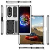 Heavy Duty Armor Metal Aluminum Case – Shockproof Military Stand Cover with Screen Protector for Samsung Z Fold 4
