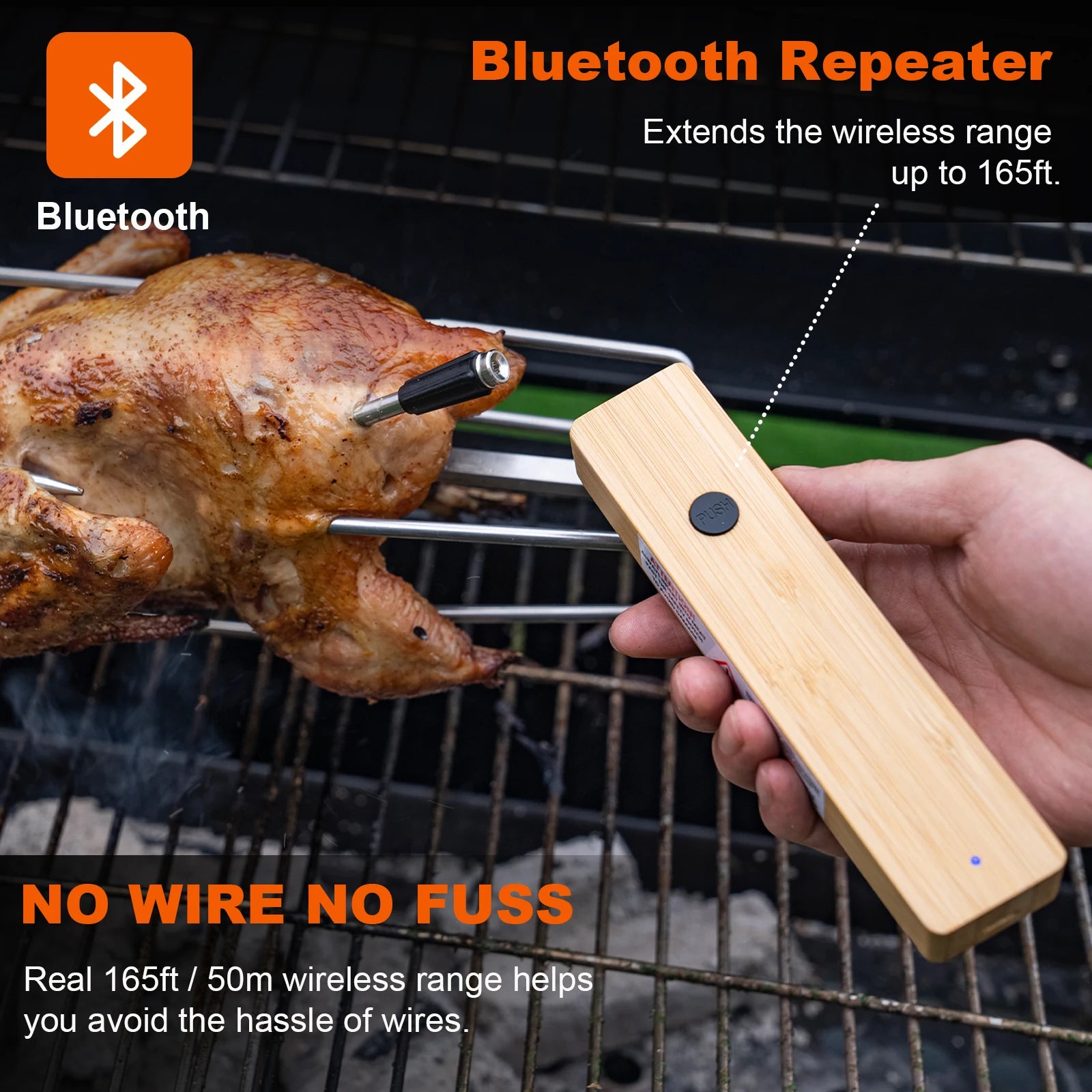 Rayfurn Smart Meat Thermometer – Wireless Bluetooth BBQ Thermometer with Rechargeable Battery & Accurate Food Temperature Measurement