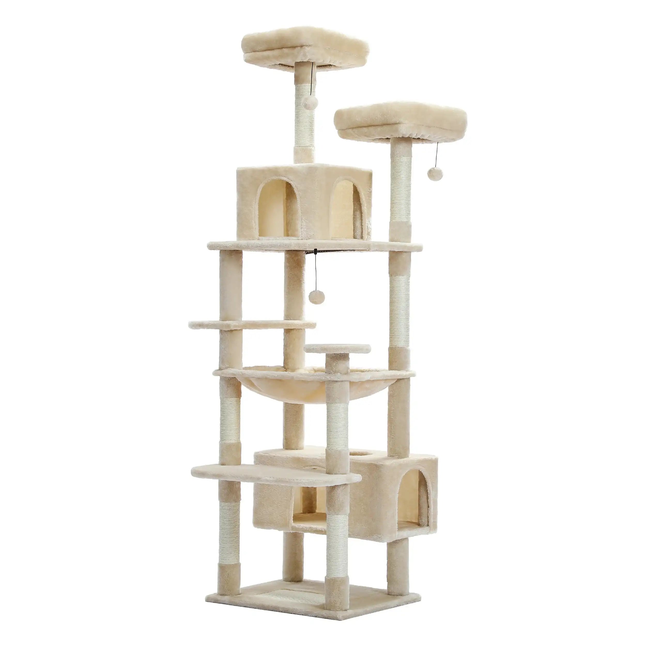 Large Cat Tree Tower for Indoor Cats – Multi-Level Plush Cat Condo with Scratching Posts, Boards, Perches & Caves
