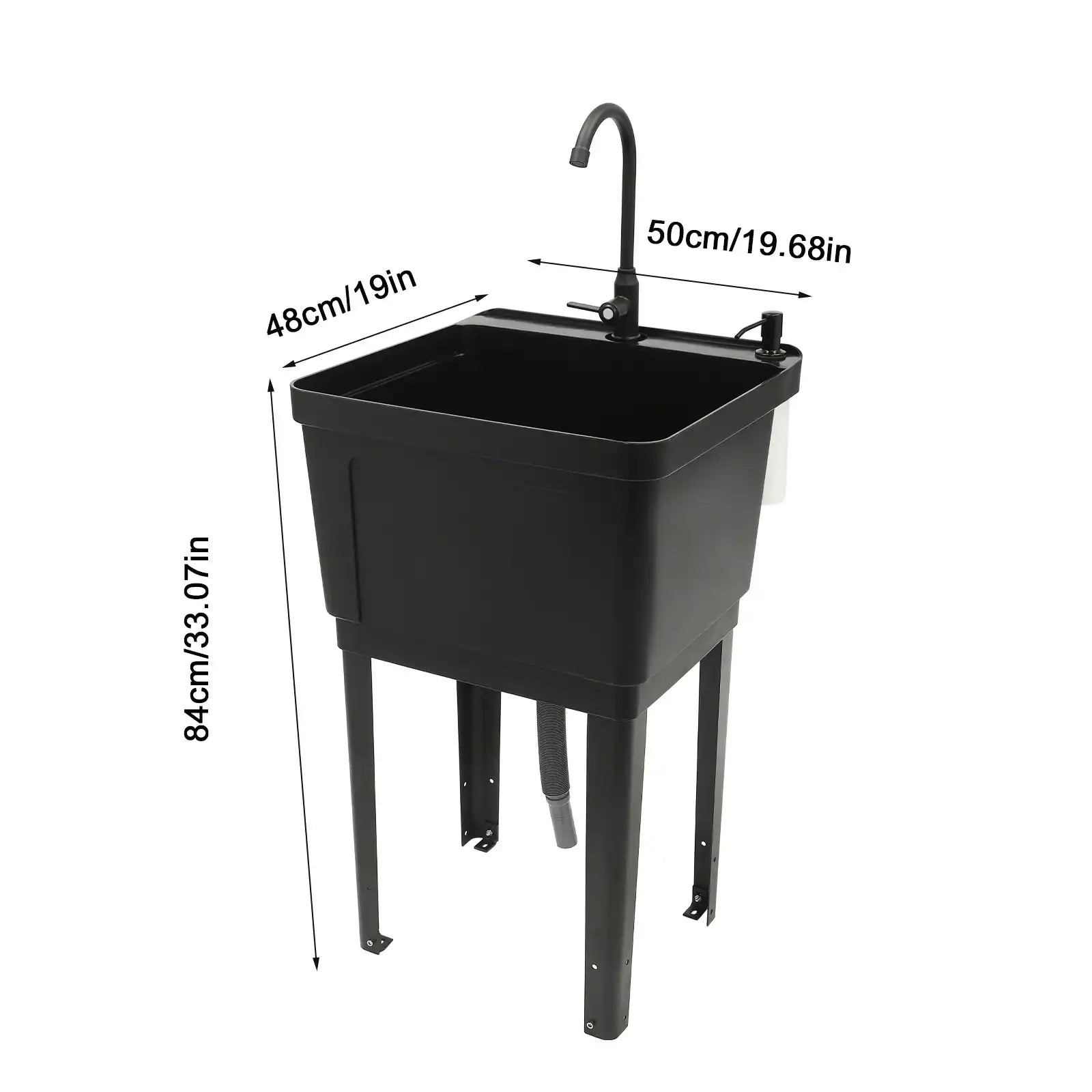 Freestanding Utility Laundry Sink – Stainless Steel Faucet, Space-Saver Tub for Washing Room & Workshop