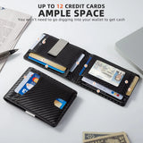 Men’s Minimalist Slim Leather Wallet – RFID Blocking Bifold with Money Clip for Front Pocket Carry