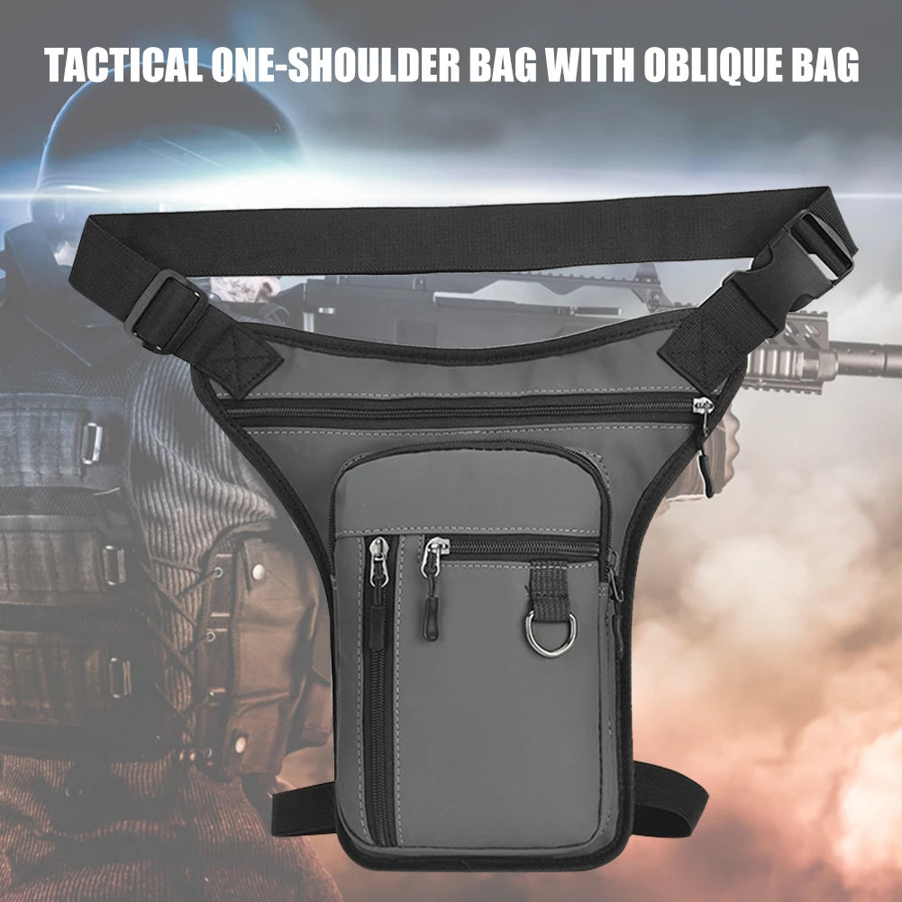 Men’s motorcycle leg side bag – waterproof tactical hip & thigh pack with multipockets for travel, motorbike & casual sports