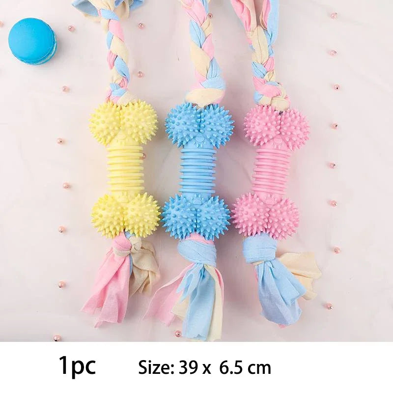 TPR Knot Chew Toys – Bite-Resistant Training & Teeth Cleaning Toys for Small Dogs