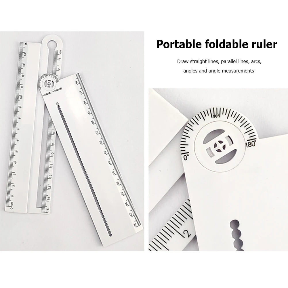 Multifunctional Folding Geometry Drawing Ruler – Compact 0–30 cm Precision Math & Design Tool