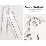 Multifunctional Folding Geometry Drawing Ruler – Compact 0–30 cm Precision Math & Design Tool
