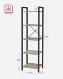 📚 VASAGLE 5-Tier Tall Bookshelf – Narrow Skinny Bookcase with Steel Frame for Living Room, Home Office & Study