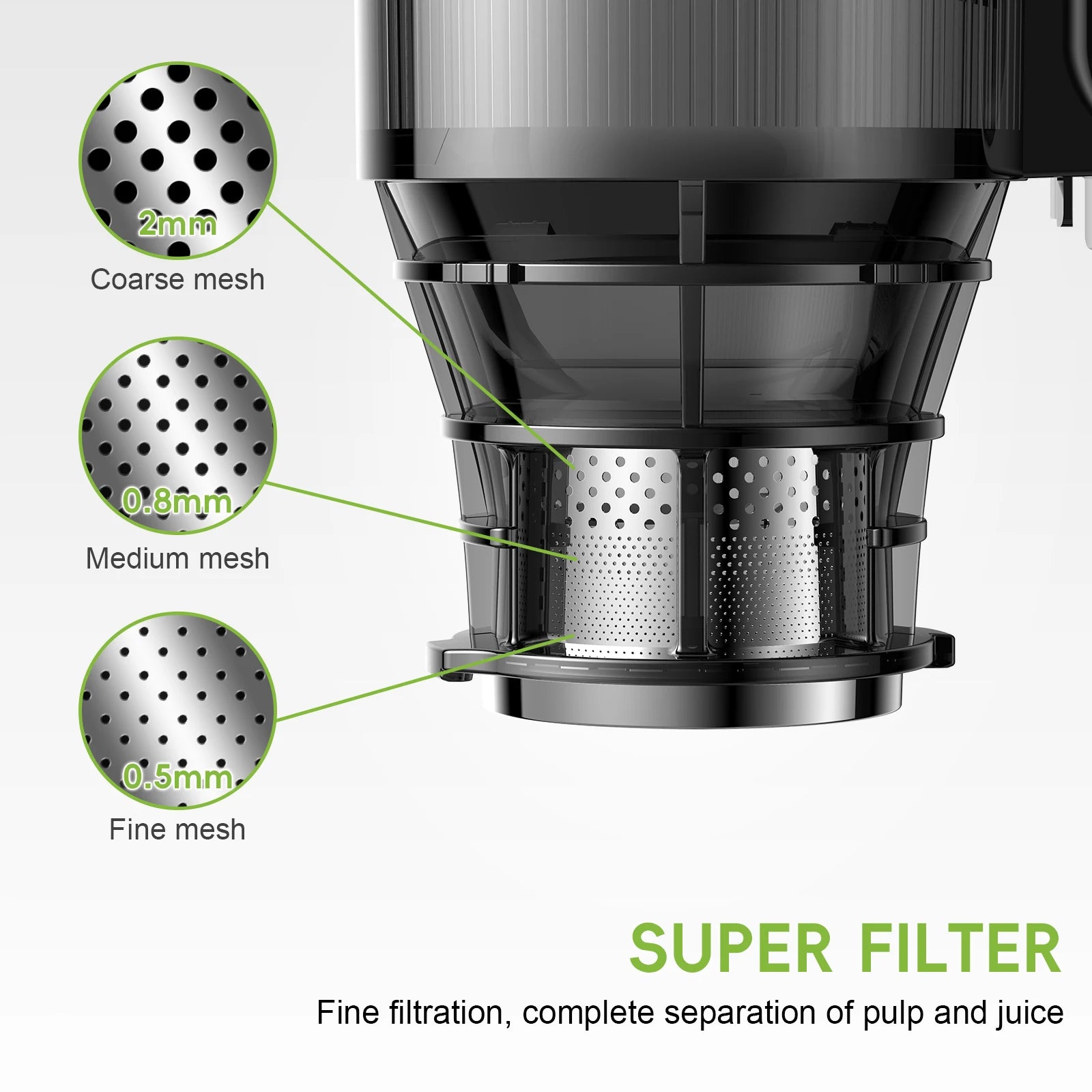 Biolomix Cold Press Juicer – 130mm Wide Feed Chute, Whole Fruit & Vegetable Slow Masticating Juicer, BPA-Free