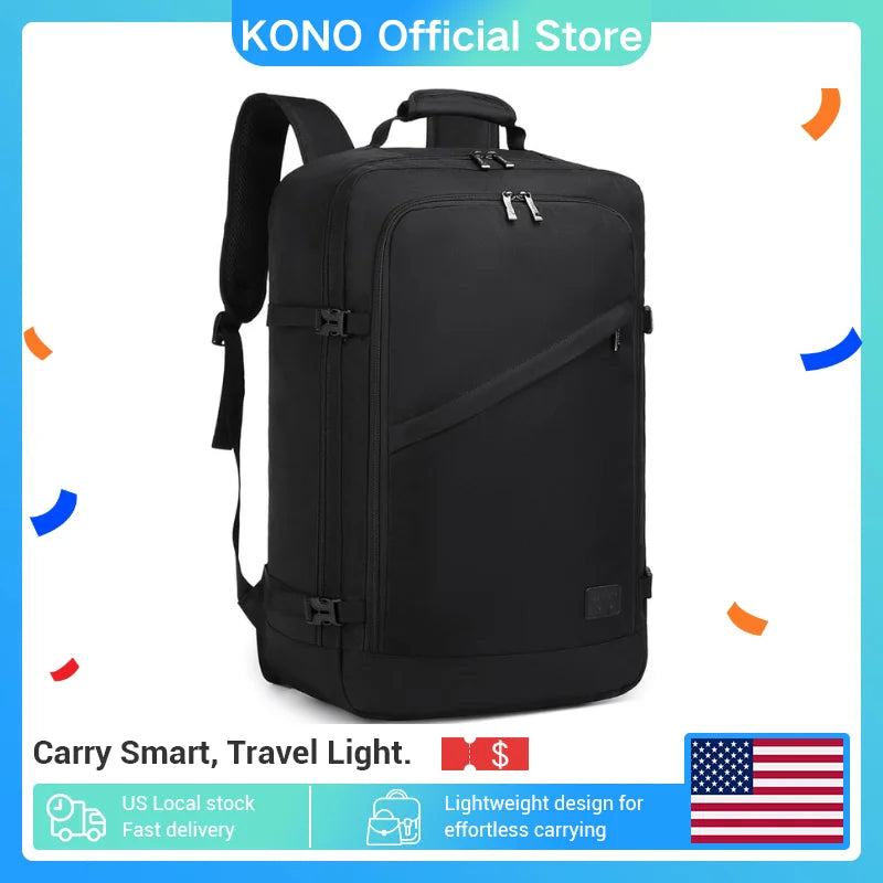 KONO 38L Carry-On Backpack (55×35×20 cm) – Cabin Size Travel Hand Luggage Shoulder Bag