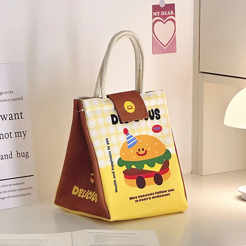 Cute Cartoon Insulated Lunch Bag – Waterproof Thermal Breakfast Organizer for Kids & Travel