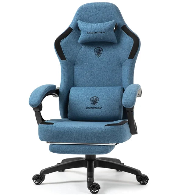Dowinx Fabric Gaming Chair – Breathable Computer Chair with Pocket Spring Cushion, Massage Lumbar Pillow & Retractable Footrest